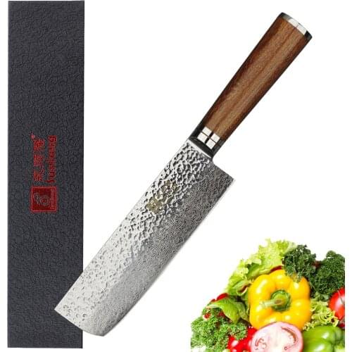 Sunlong Nakiri 6.5 inch Usuba Japanese Hammer 67layers Damascus steel Meat Cleaver Rosewood Handle