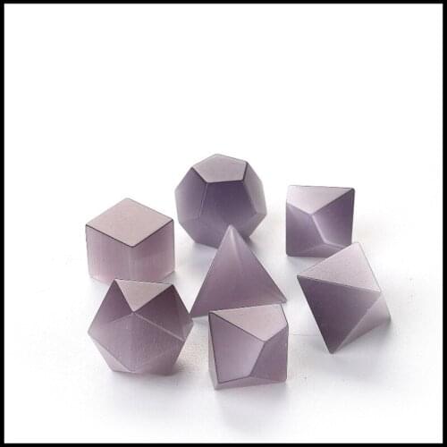 Light Purple Cats Eye Gemstone Number Creative Polyhedron Dice Set Game Dice Decoration Holiday Gift