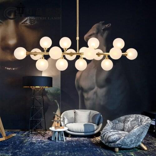 Glass ball Chandelier light fixture gold body hanging lamp Creative suspension lamp G4X16 LED AC 85-265V