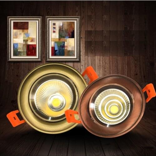 European style Bronze Red Copper Led dimmble COB 3W 5W 9W 15W LED recessed Downlight White/Pure White/Warm White Ceiling Lamp