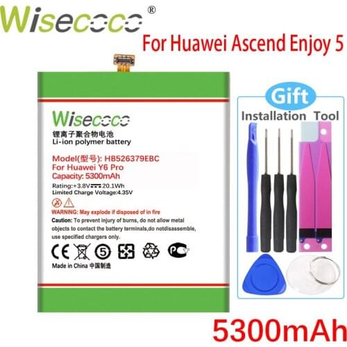 Wisecoco 5300mAh HB526379EBC Battery For Huawei Ascend Enjoy 5 Enjoy5 TIT-AL00 CL10 4C Pro/Y6 Pro Phone