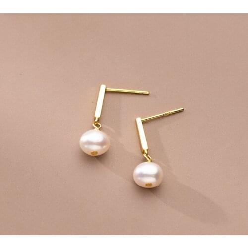 Enosola Stick Women Earrings Silver Korean Stud Earrings Female Sterling Silver 925 Jewelry Women Earrings Girls Synthetic Pearl