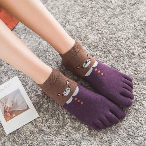 Women Stock 1 Pair Socks Cartoon Toe Socks Five Finger Socks Fashion Lady Girls Cotton Funny Sock
