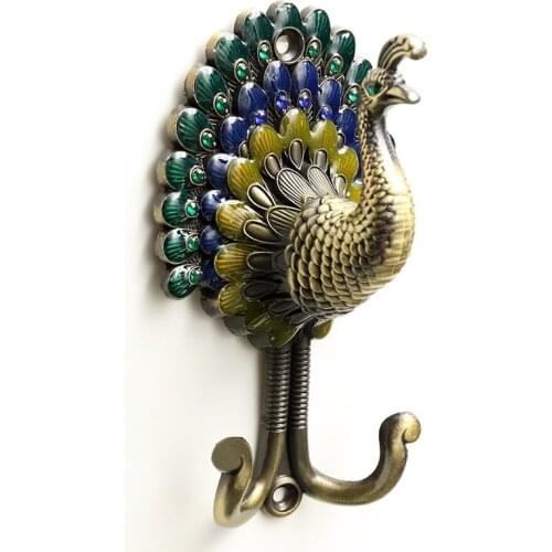 1Pc Retro Peacock Curtain Hooks Wall Mounted Curtain Buckle Clips Decor Hook Curtain Holder For Home Decor Home Accessories