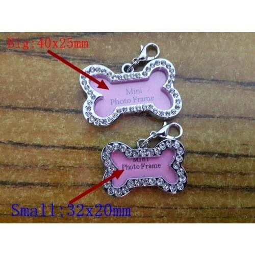 10pcs/lot Free Shipping Small & Big Size DIY Rhinestone Pet Tags Personalized Pet Dog Tags Customized Puppy Cat Dog ID Tags