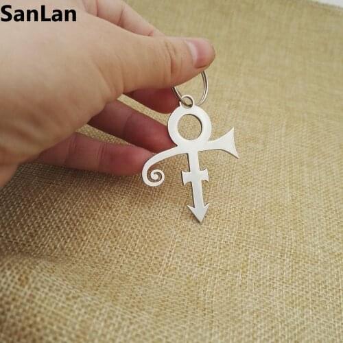 10pcs new style Fashion stainless steel good quality Prince Love Symbol keychain Singer music keyrings for fans SanLan