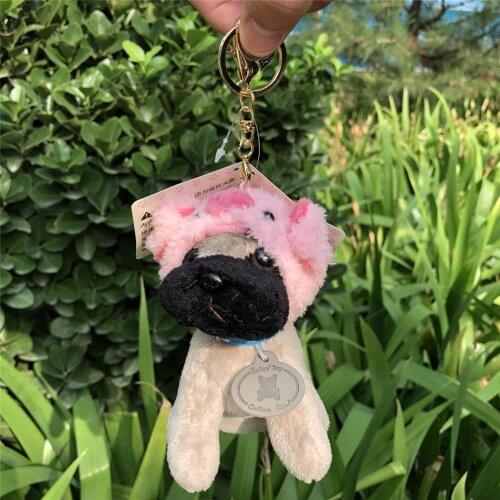 10PCS 13cm Sharpei Pug Decoration Car Dog Bag Plush Mini Pendant Keychain Doll Ring Toy