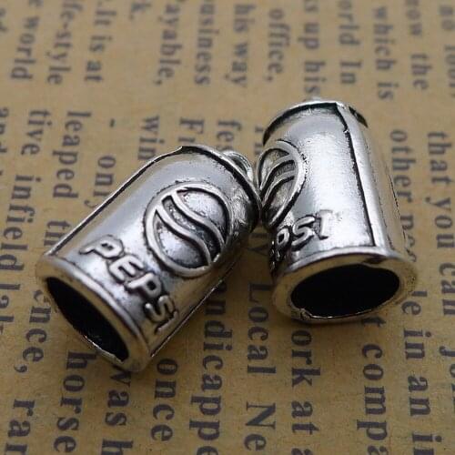 100pcs Coke Bottle Charms 10mm x 16mm DIY Jewelry Making Pendant antique silver color