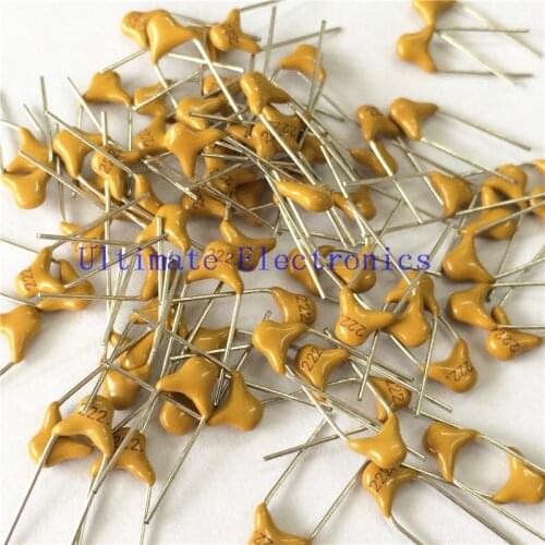 100pcs/lot Multilayer ceramic capacitor 222 50V 2.2nF 222M P=5.08mm