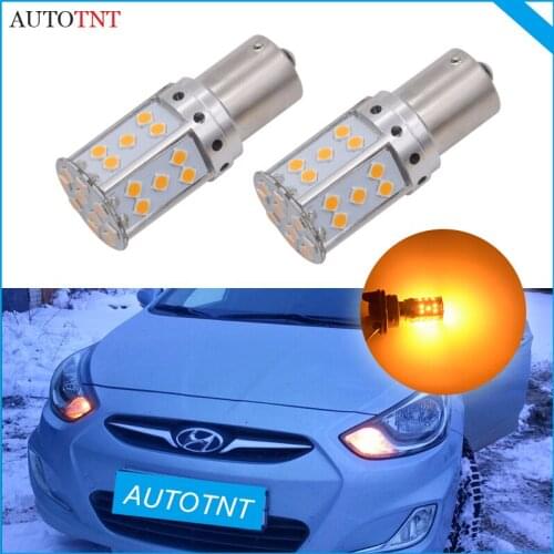 2pcs 1156 Bau15s 7507 LED Bulbs Front Turn Signal Light For Car Hyundai Getz Solaris Hatchback No Hyper Flash 7507LDA-02B