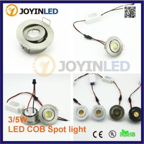3W Mini LED COB Cabinets Spot Lamp White Round Dimmable Adjustable Small Led Spotlights
