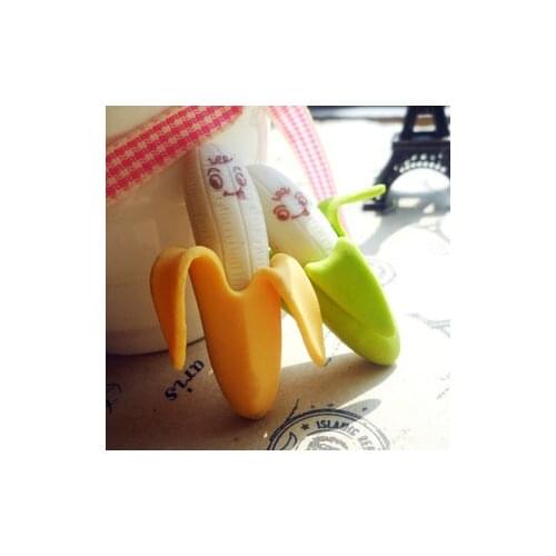 4PCS Cute Banana-shaped Pencil Eraser Rubber Novelty Kids School Stationery Gift