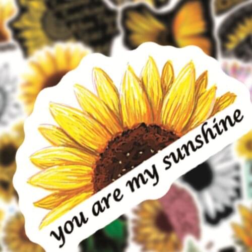 50Pcs/Set You Are My Sunshine Stickers DIY Decor Stickers For Laptop Sunflower Stickers Guitar Car Decal Stationery Stickers