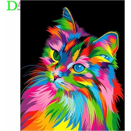 DIY 5D Diamond Painting Animal Lion Cat Cross Stitch Kit Full Drill Embroidery Mosaic Art Picture of Rhinestones Home Decor Gift