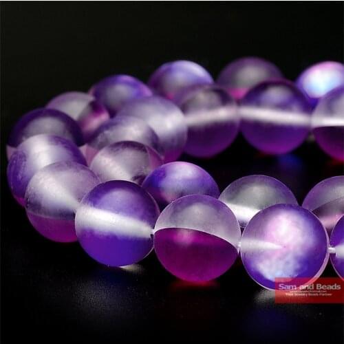 A grade Austria Crystal Synthesis Glitter Dark Purple Moonstone Beads For Bracelet Necklace Making 6/8/10/12 mm Strand 15