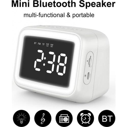 BT511 Bluetooth 5.0 Wireless Speaker Alarm Clock Subwoofer Music Player Makeup Mirror Clock Bluetooth Speakers Support TF card