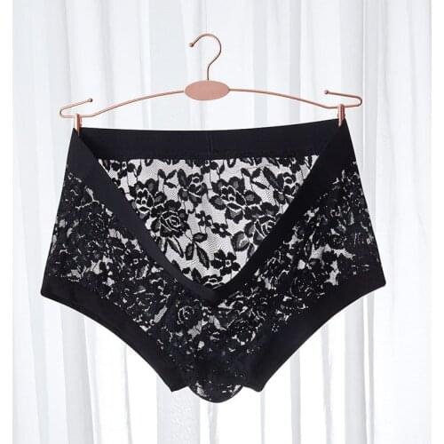 Men Boxers Lace Male Underwear Sexy Men Lingerie Men Comfortable Floral Print Underpants Ropa Interior Hombre U Pouch Shorts