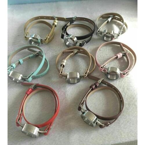 316L Stainless Steel 25mm Glass Floating Charm Living Memory Lockets Bracelet 8 Colors Leather Wrap Locket Bracelets SL018