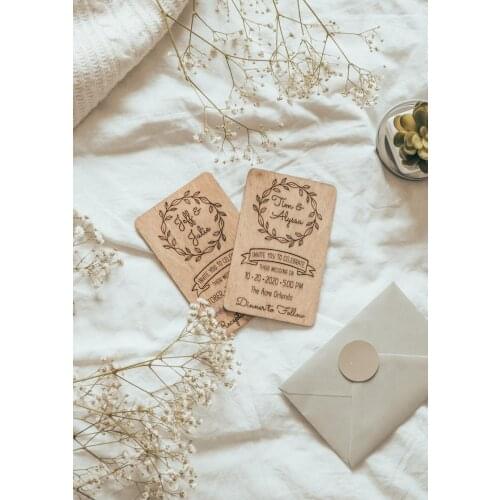 Customized Wood Wedding Invitation Laser Cut Rustic save the date birthday invitation card party favor gift