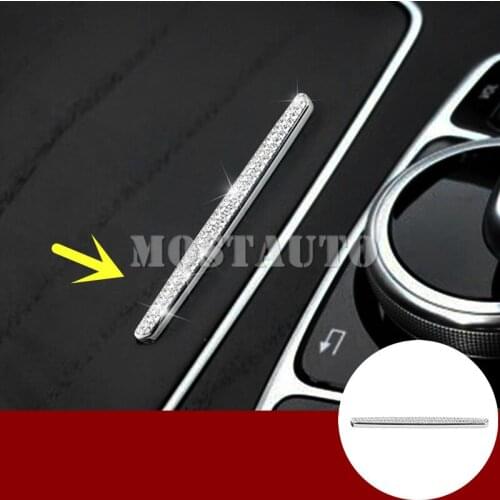 For Benz E Class W213 Rhinestone Style Console Cup Holder Stripe Cover Trim 2017-2018 1pcs Car Accessories Interior Car Decor