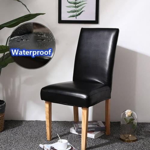 PU Leather Stretch Dining Room Chair Covers Waterproof Seat Cover Chair Furniture Slipcovers Protector For Party Wedding Banquet