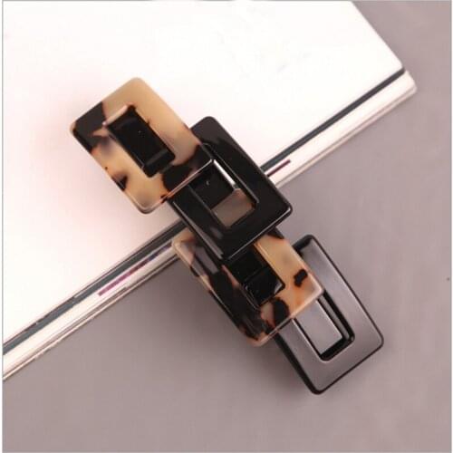 Elegant Girls Hairpins Acetate Hair Clips Accessories for Women Tortoiseshell Square French Hair Barrette Top Clips Hairpins