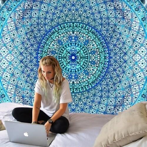 Indian Mandala Tapestry Wall Hanging Sandy Beach Rug Blanket Camping Tent Travel Mattress Bohemian Psychedelic Hippie Tapestry