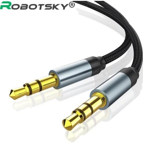 Robotsky 3.5MM Male To Male Stereo Audio Extension Cable Gold Plated HiFi AUX Cable Adapter For Earphone Computer Speaker