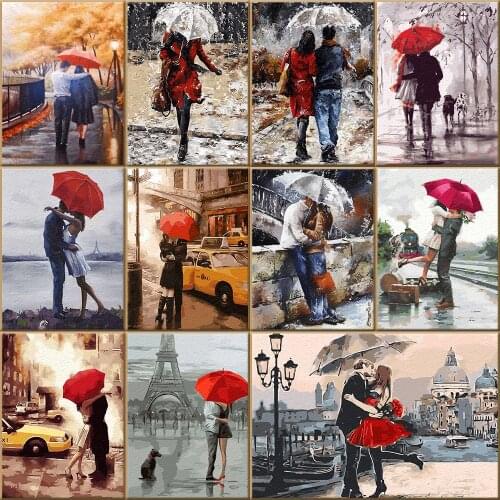Lovers Under Umbrella DIY Painting By Numbers For Adult Couples Pictures By Numbers On Canvas Home Decor Unique New Year Gift