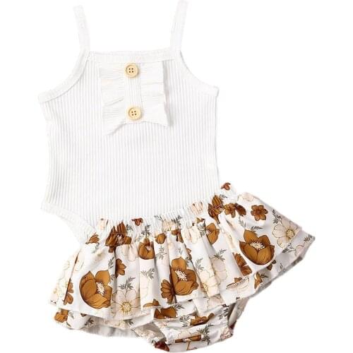 Citgeett 0-24M Summer Clothing Infant Newborn Outfits Ribbed Vest Romper Floral Tops Shirt Dress Shorts