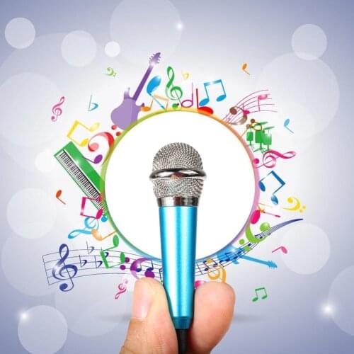 Mini Condenser Microphone Mini K Song Microphone 3.5MM Plug Phone And Microphone Stand Noise Reduction Sleeve (Blue)
