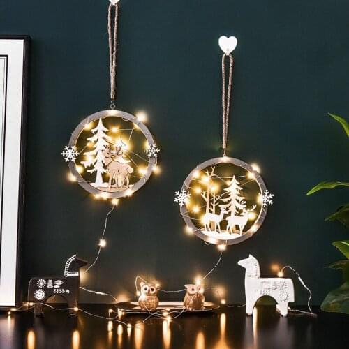 Creative Elk Pendant Hanging Decoration Nordic Ins Christmas Tree Holiday Supplies Lighting Home Stereo LED Wall Hanging