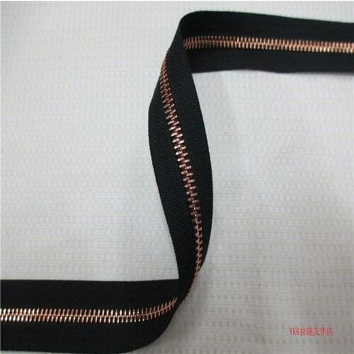 6m/lot Metal YKK Zipper Chain Rose Gold Two-way 1 Slider for 1m Chain Leather Luggage Box Case Sofa Handbag Sewing Accessories
