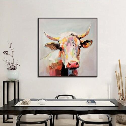 Cartoon Cow Painting Wall Art Canvas Poster Nursery Quotes Print Nordic Painting Wall Picture Kids Living Room Decoration