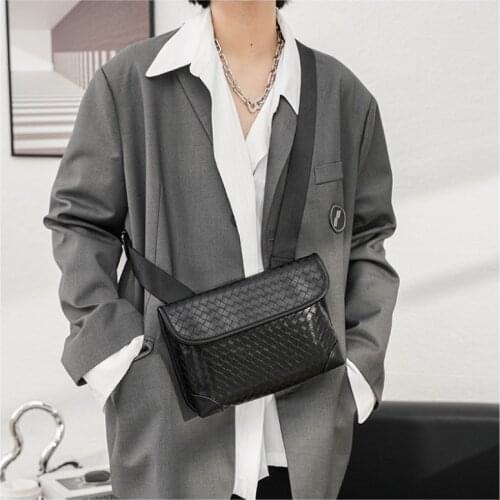 New Design Men Small Diagonal Square Bag Pu Leather Black Color Street Style Small Shoulder Bag Mobile Phone Bag Crossbody Bag