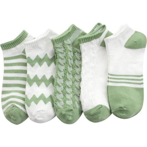 5 Pair Low Cut Asakuchi Ankle Socks Women Korean Style Designer Vintage Breathable Comfortable Girl Socks Set Chaussettes Dames