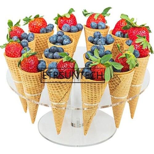20sets 16 Hole Ice Cream Holder Acrylic Cupcake Ice Cream Cones Holder Stand For Wedding Party Buffet Display Ice Cream Tool