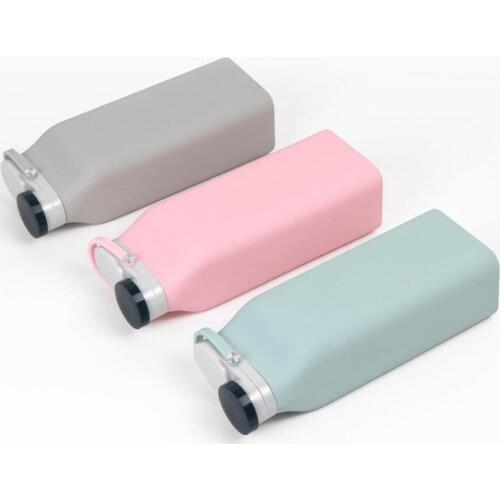 600ML Portable Collapsible Milk Bottle with Lid Foldable Drinking Water Bottle Large Capacity Outdoor Silicone Folding Water Bot