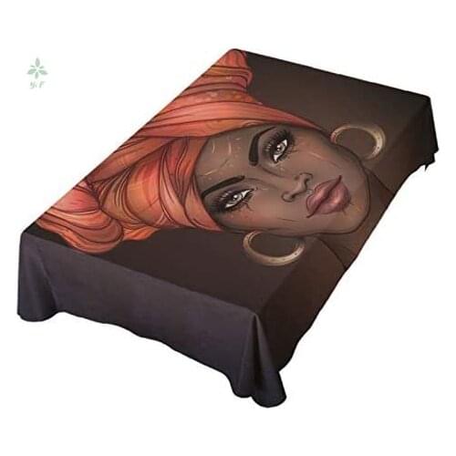 African American Woman Tablecloth Rectangle Table Cover For Dining Kitchen Parties