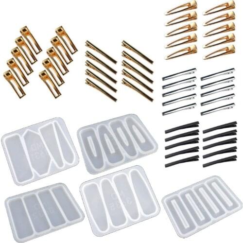 Handmade Barrettes Silicone Epoxy Resin Molds DIY Hair Pin Acrylic Mold Alligator Hair Clip Molds Jewelry Making Tools