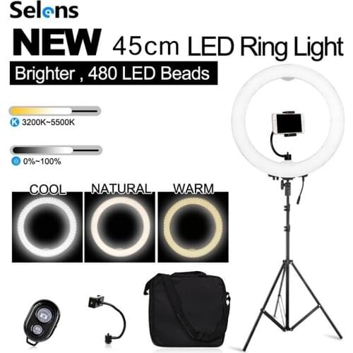 Selens RL-680D LED Ring Light 3200K-5500K Lamp Lighting with Tripod Batteries Slot For Camera Photo Studio Video Phone Makeup