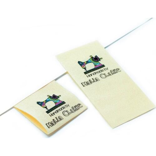 Sewing labels / Custom brand labels, Clothing Labels, Sewing Machine, Fabric 100% cotton, Custom text (FR126)