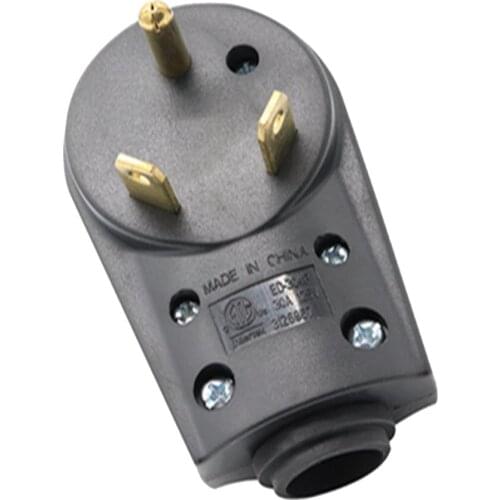 30AMP RV Replacement Male Plug With Easy Unplug Design Black US Heavy Duty Rubber