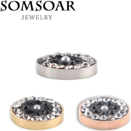 Somsoar Jewelry Deluxe Midnight Flower 12mm Extra Small Interchangeable Magnet Coin Stainless Steel for Cambio Bracelet 10pcs