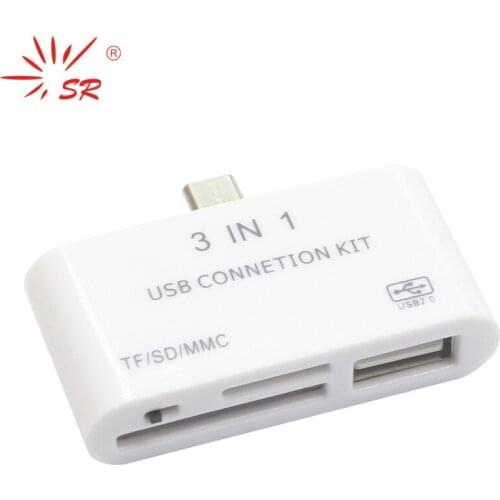 SR TF/SD/MMC 3 in 1 Smart OTG Memory Card Reader for Computer Desktop Cellphone for Samsung