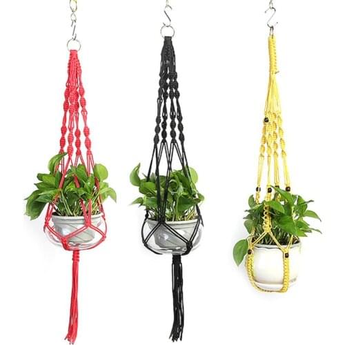 Plant Hangers Color Flower Pot Hand-woven Net Bag Hanging Holder Home Decor