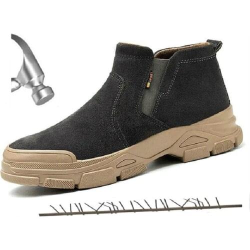 Safety Work Boots Shoes for Men Light Anti-smashing Steel Toe Work Boots Male Construction Indestructible Safety Shoes Sneakers