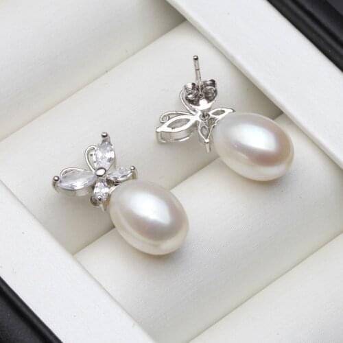 Pearl Earrings Water Drop Beads Earring Natural Freshwater Pearl 925 Sterling Silver Jewelry For Women Wholesale