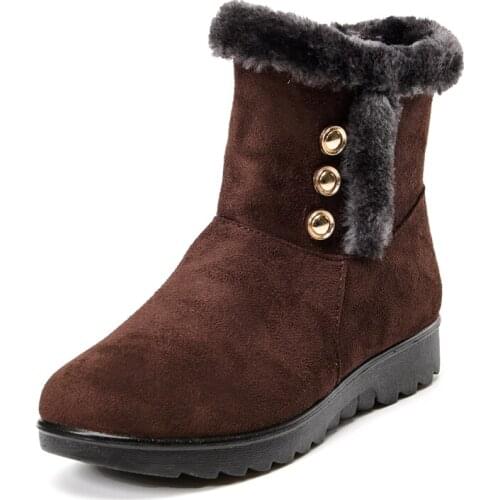 Winter Women Ankle Boots New Fashion Flock Wedge Platform Winter Warm Red Black Snow Boots Shoes Mother Female Plus Size 552