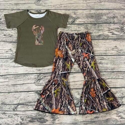 Baby toddler short sleeve boys girls camo outfit baby boy t-shirt and pants 2 pieces set